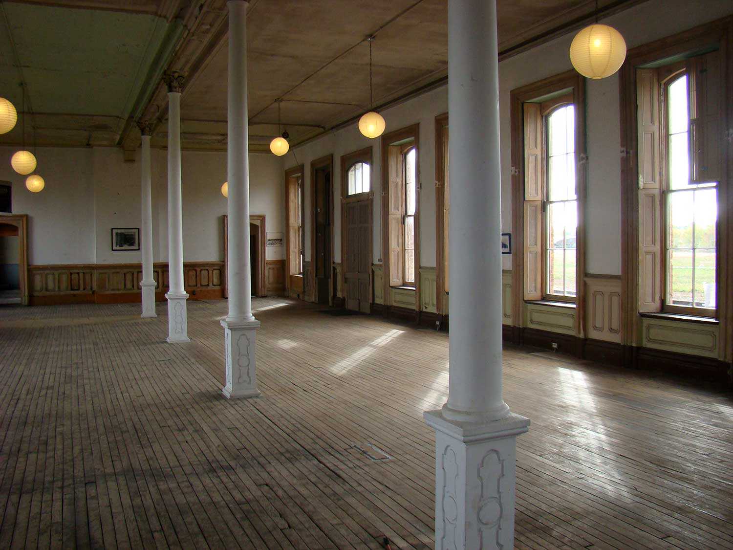 An onsite workshop was created at the station, employing local youth and teaching them how to restore historic windows.