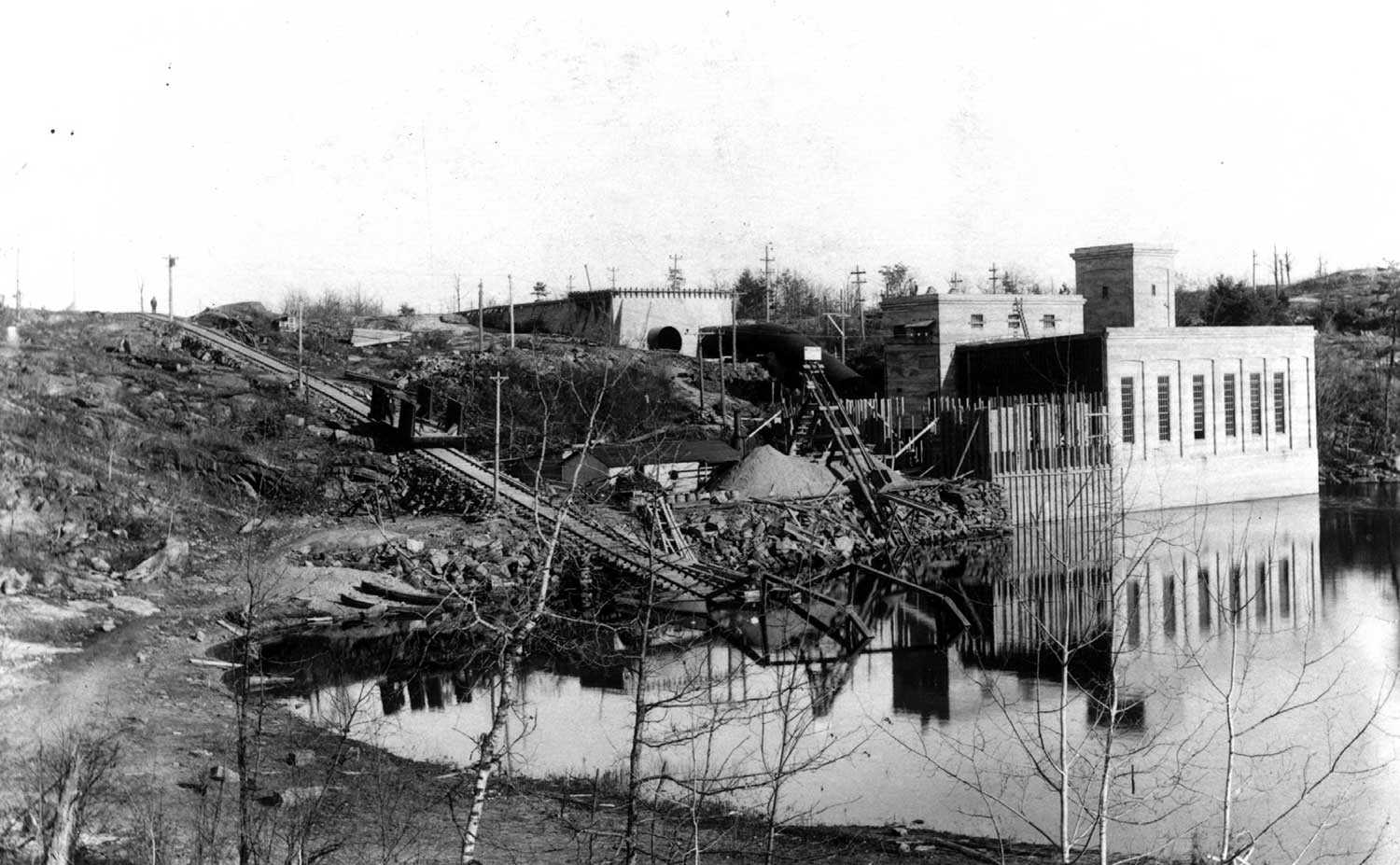 The original marine railway built at Big Chute (Photo courtesy of the Trent-Severn Waterway Archives)