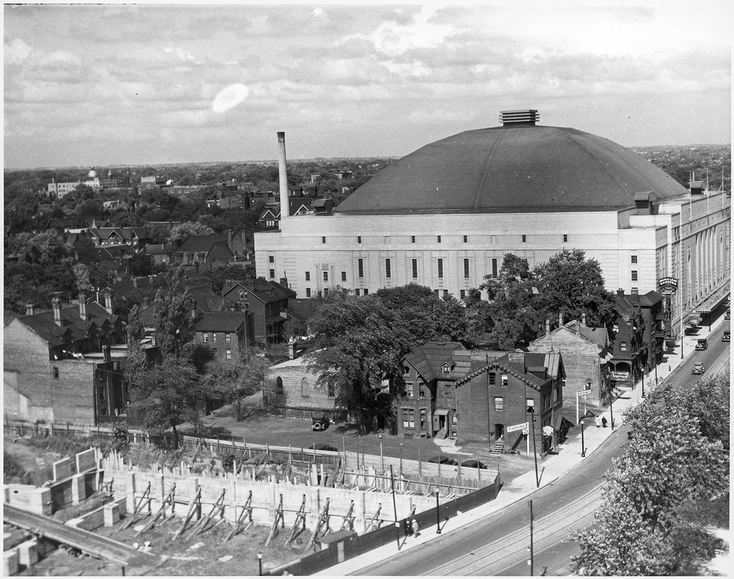 Maple Leaf Gardens, shown here, was designated a National Historic Site by the Government of Canada in 2007 – the only hockey arena in the country with this designation.