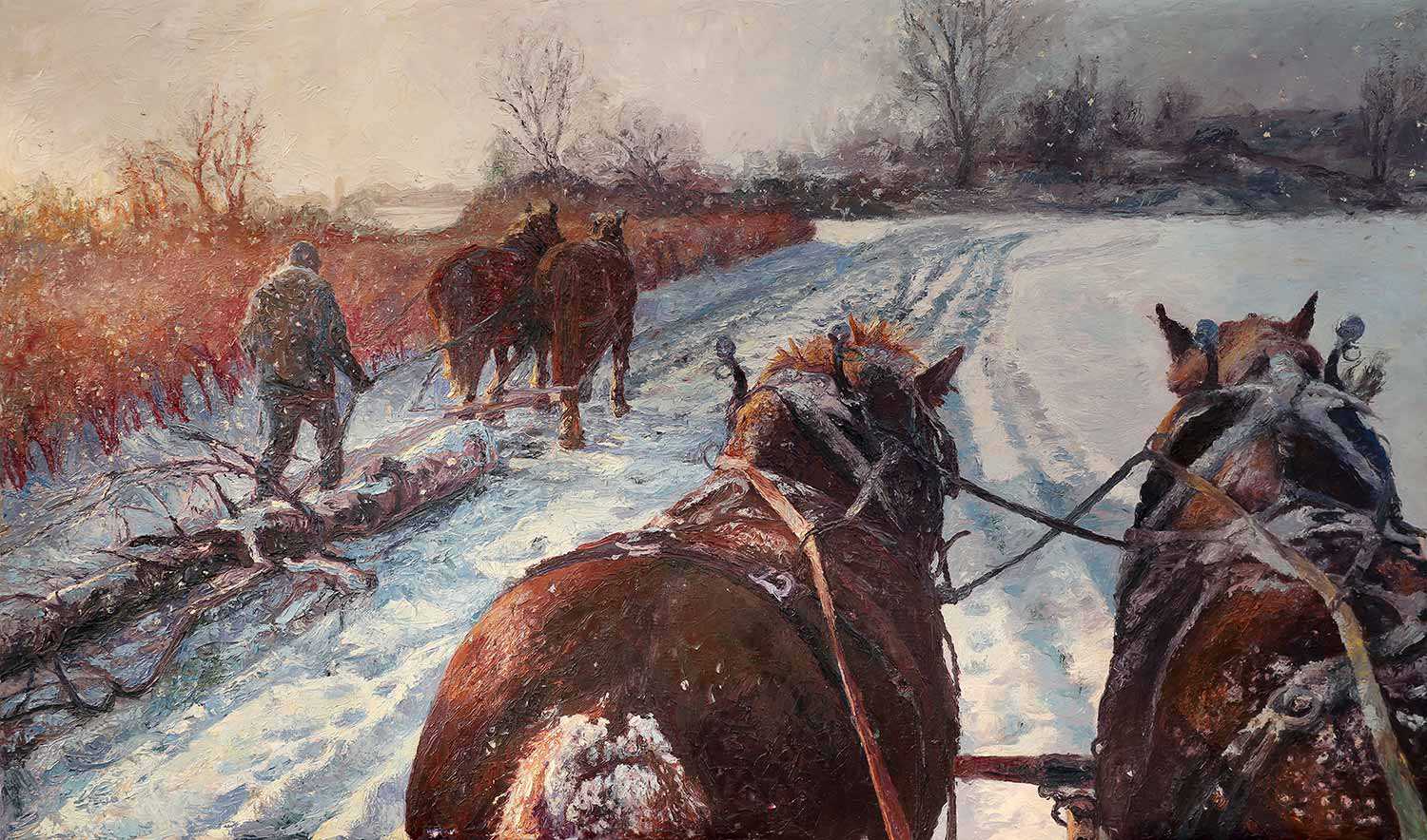 “Horse Logging” by Grayden Laing, oil on canvas