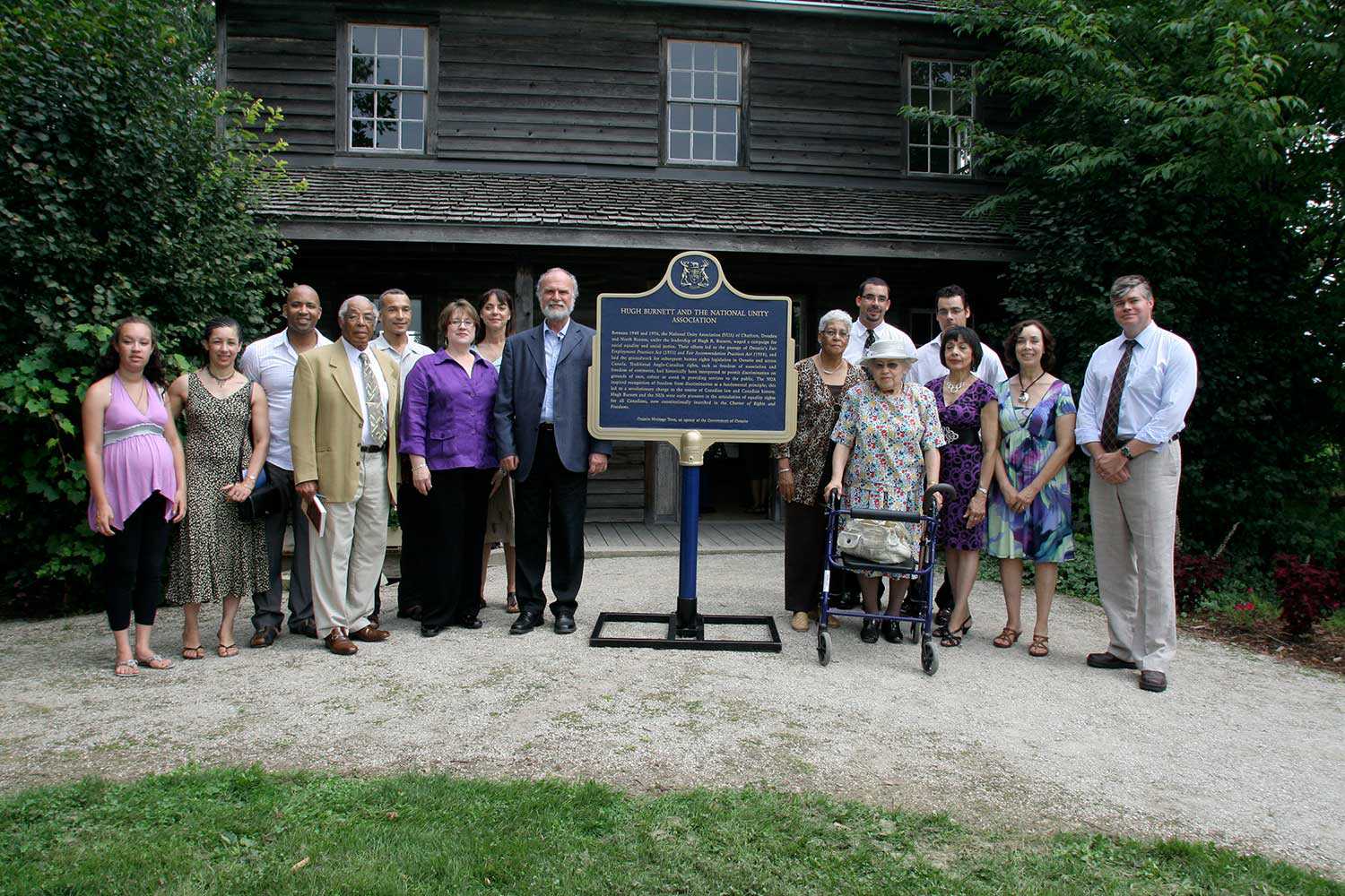 A provincial plaque was unveiled on July 31, 2010 as part of the Emancipation Day event at Uncle Tom’s Cabin Historic Site in Dresden to commemorate Hugh Burnett and the National Unity Association.