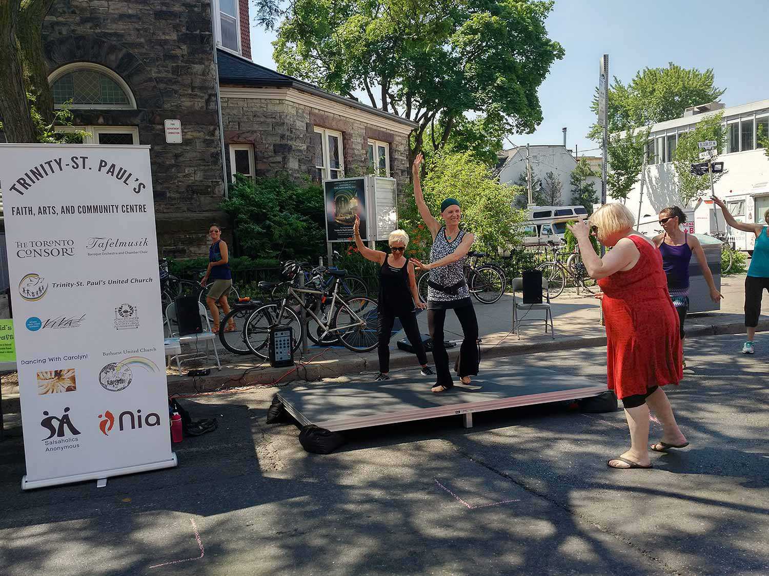 Nia with Martha dancers, dancing in front of Trinity St-Paul’s as part of the church’s participation in the Annex Street Festival. (Photo: Kendra Fry)