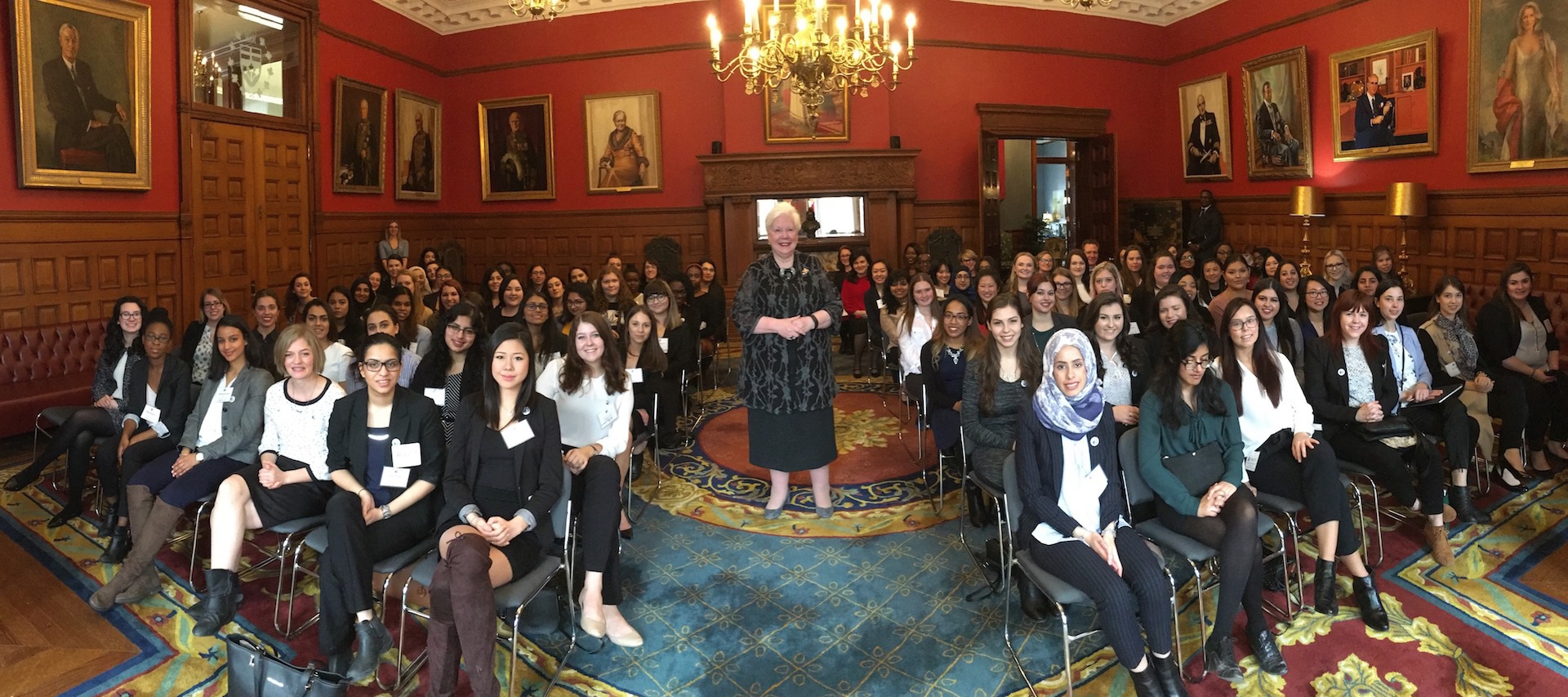 The Lieutenant Governor poses with Ontario delegates to the Daughters of the Vote conference and parliamentary simulation.
