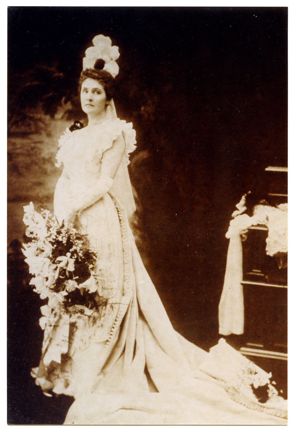 Mary Fulford dressed for presentation to the court of Queen Victoria circa 1900