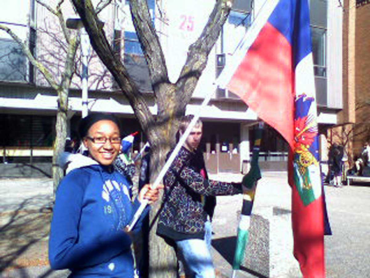 Michelle Lafleur celebrating Francophone Day at De La Salle high school.