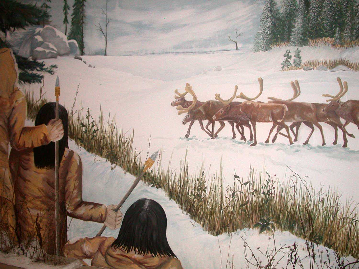 One of the murals at the Museum of Ontario Archaeology, depicting a caribou hunt during the Palaeo-Indian period (Photo courtesy of Robert Pearce)
