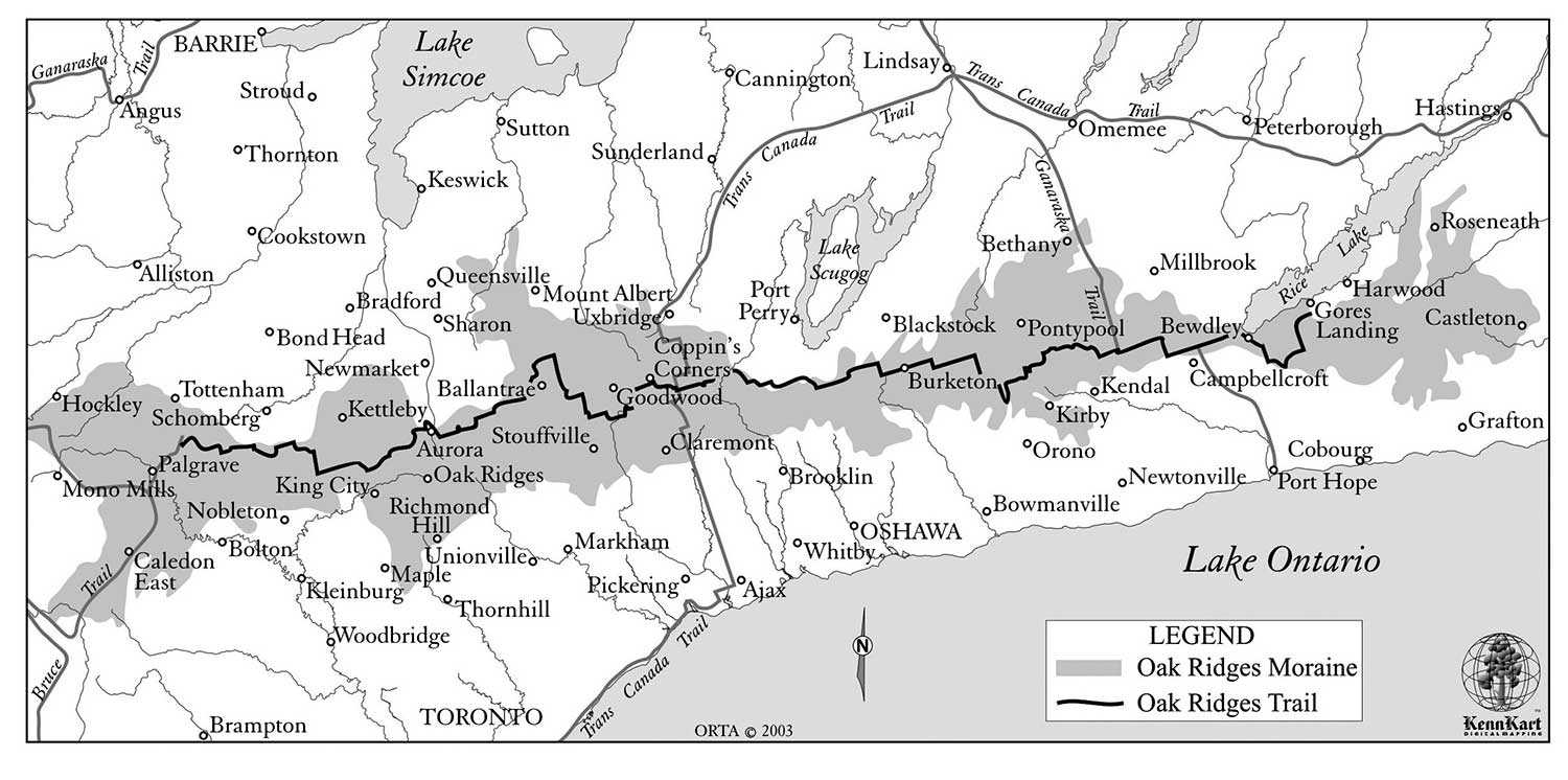 Map courtesy of the Oak Ridges Trail Association