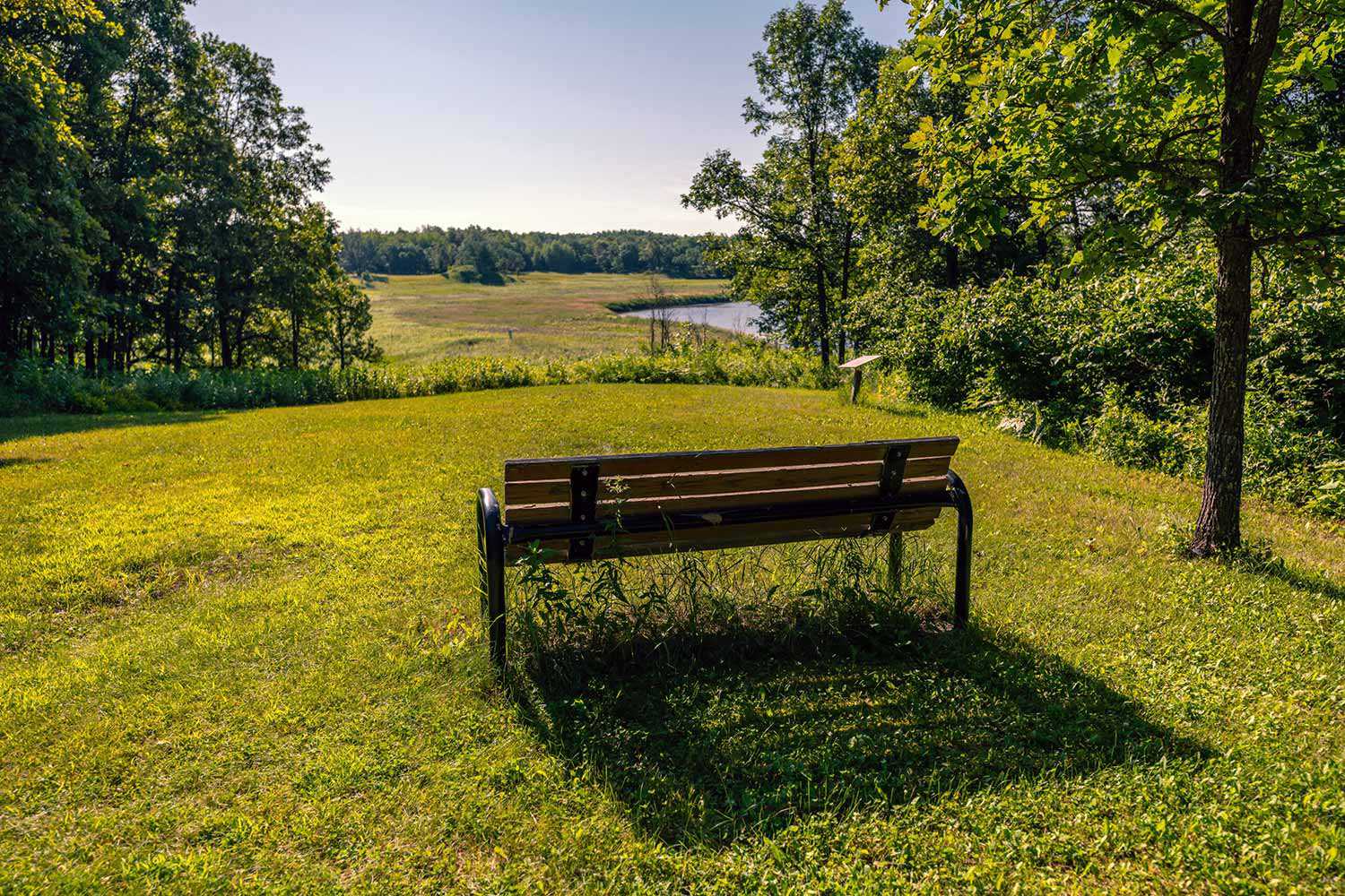 This bench overlooks the river and burial mounds (Photo: Chris McEvoy, Rusty Anchor Productions)