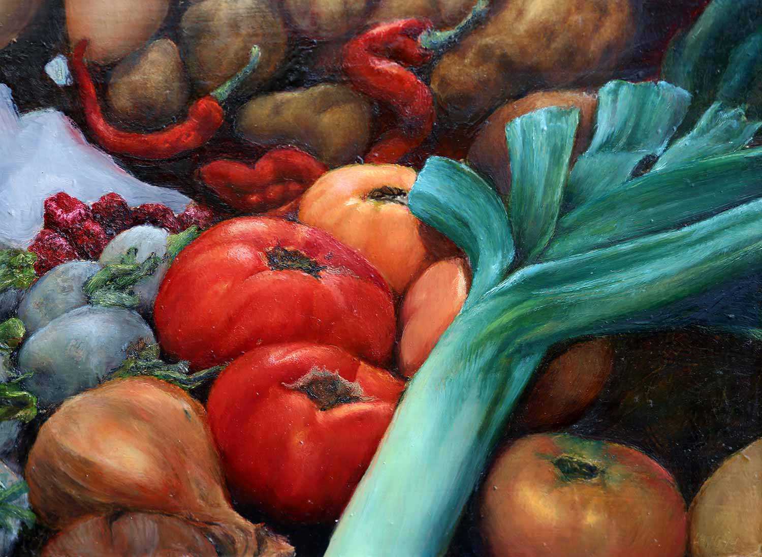 “Vegetable Medley” by Grayden Laing, oil on panel