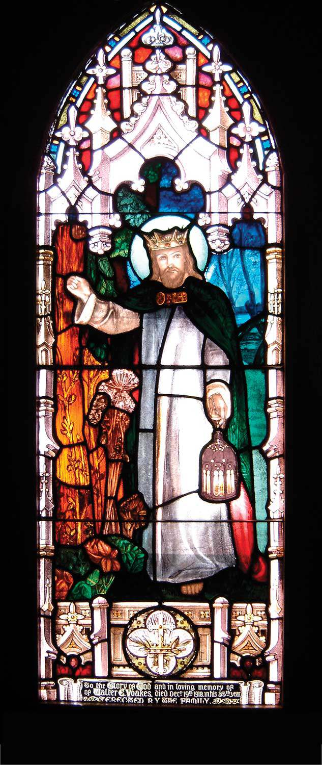 Light of the World depicted in stained glass at the St. John the Evangelist in South Cayuga