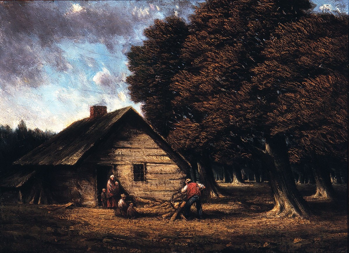 The Pioneer Cabin, painted by Homer Watson (1900). Reproduction courtesy of Homer Watson House & Gallery.